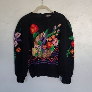 Berek Vintage Hand Knit w/2 Needles 100% Pima Cotton Sweater Made in Uruguay